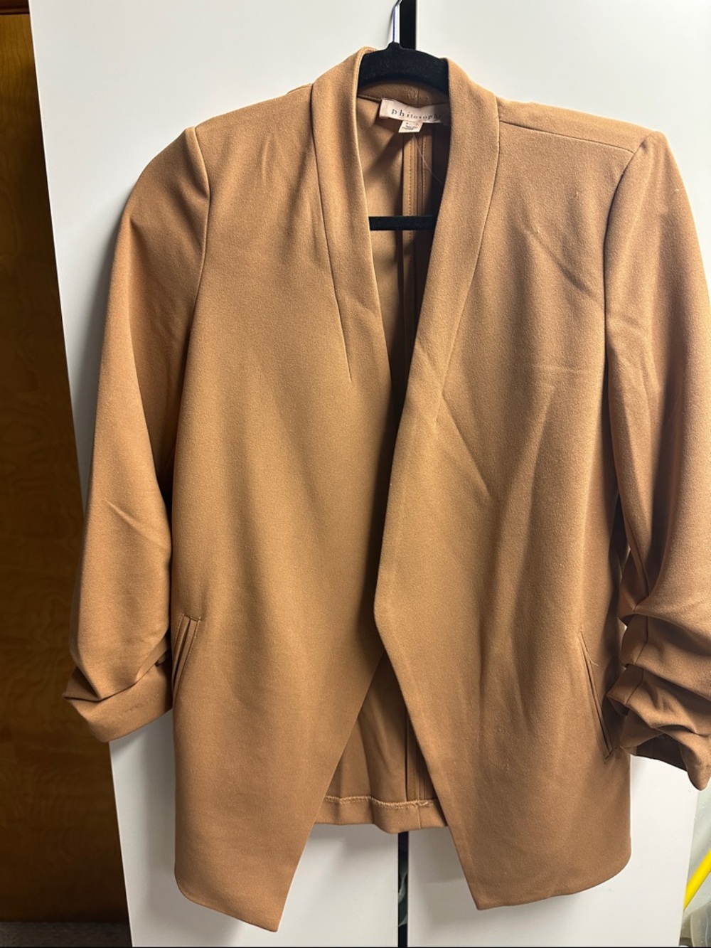 Philosophy Camel Open-Front Draped Blazer